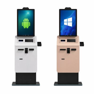 Купить Самообслуживание Платежный киоск Машина сенсорного экрана Печать QR сканер Карточный считыватель наличные Монеты переработчик Киоск Терминал online manufacture