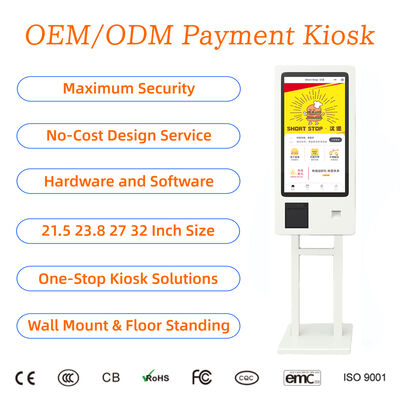 21.5 23.8 27 32 Inch Self Service Wall Mount Food Ordering Payment Kiosk SDK POS/QR Code Order Cashless Payment Kiosk